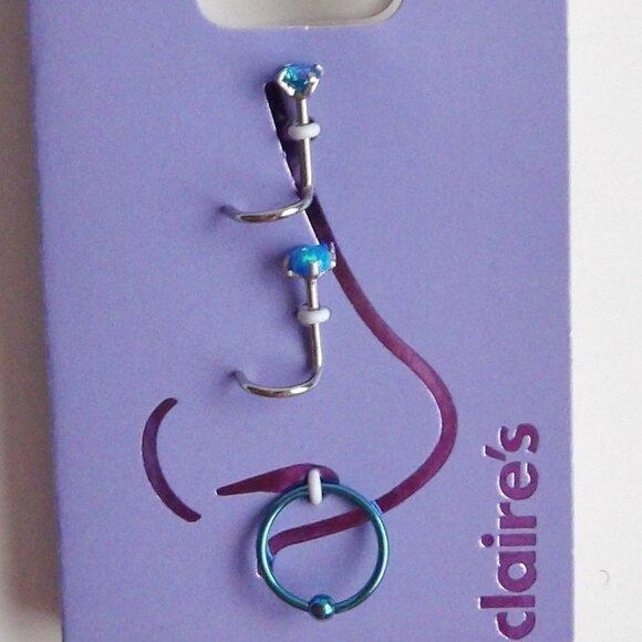 Claire's Bundle of 2 Packages Stainless Steel Nose Jewelry Studs & Hoops New - Picture 4 of 10